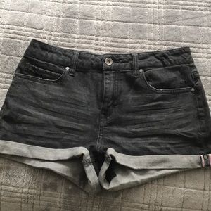 Black denim shorts